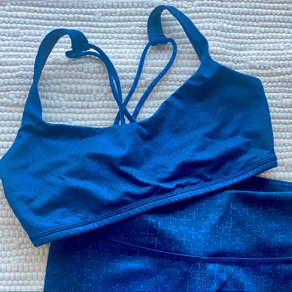 lululemon athletica Blue Strappy Sports Bra & Leggings Set